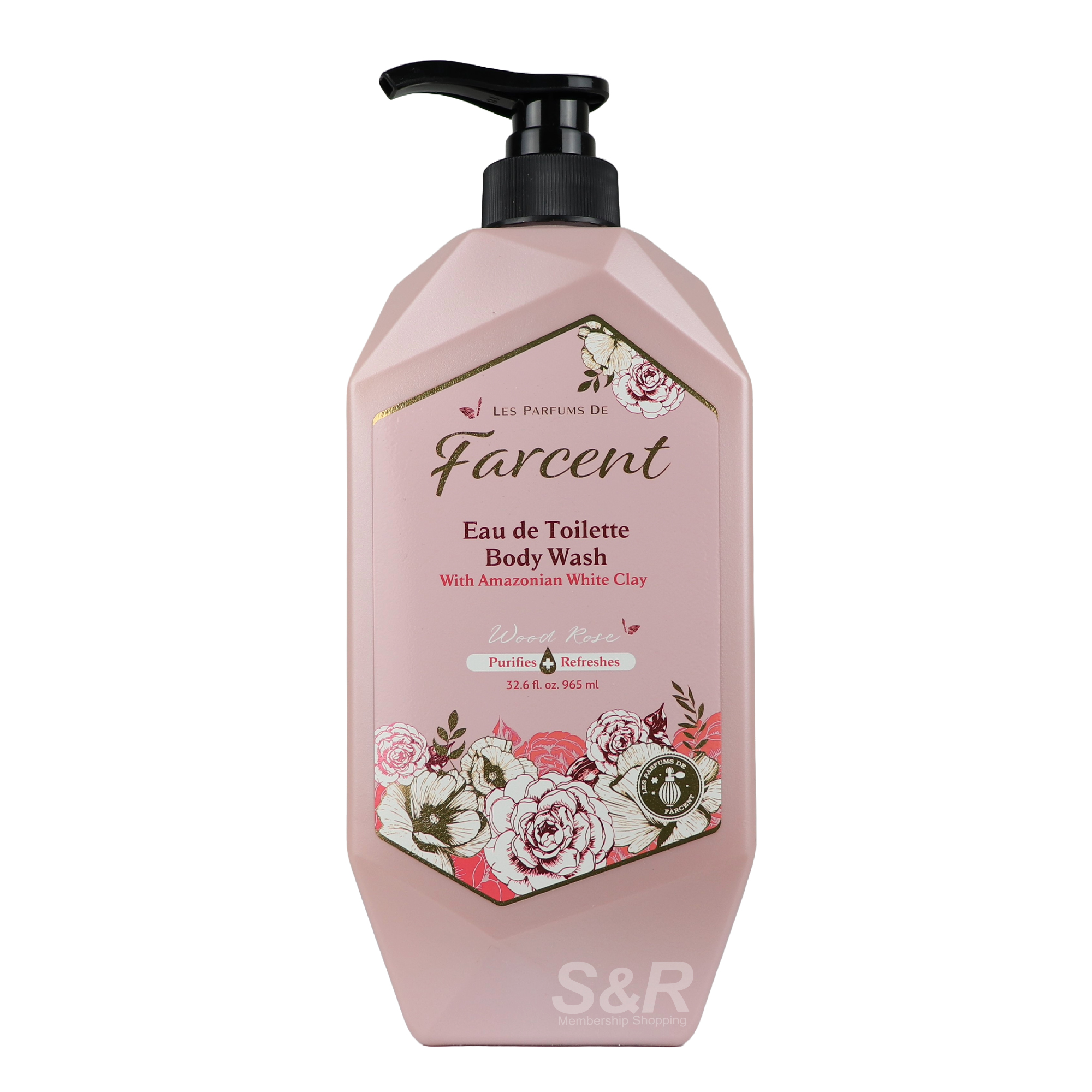 Farcent Body Wash Wood Rose With Amazonian White Clay 965mL
